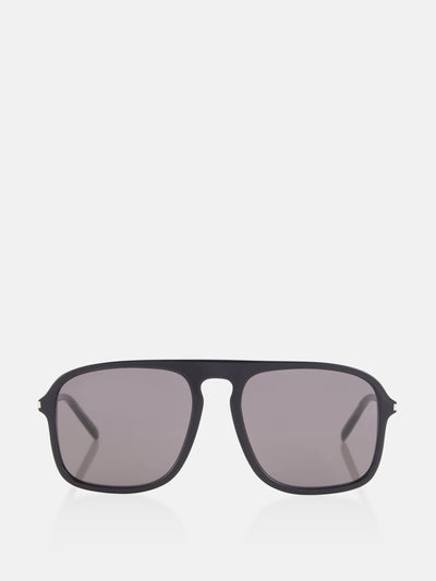 Saint Laurent SL 590 flat-brow black sunglasses at Collagerie