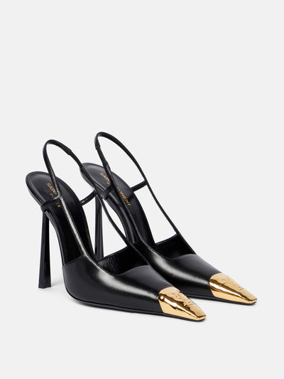 Saint Laurent Jeanne 110 leather slingback pumps at Collagerie