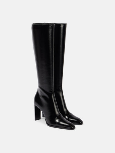 Saint Laurent Venetia 95 leather knee-high boots at Collagerie