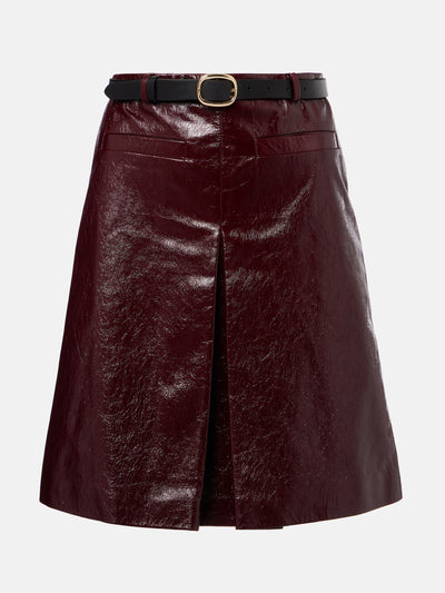 Self-Portrait Belted patent leather mini skirt at Collagerie