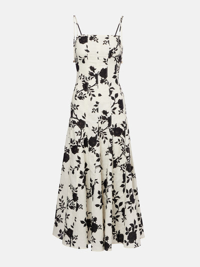 Self-Portrait Floral linen and cotton midi dress at Collagerie