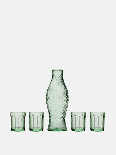 Serax Fish & Fish carafe and glasses by Paola Navone (set of 4) at Collagerie