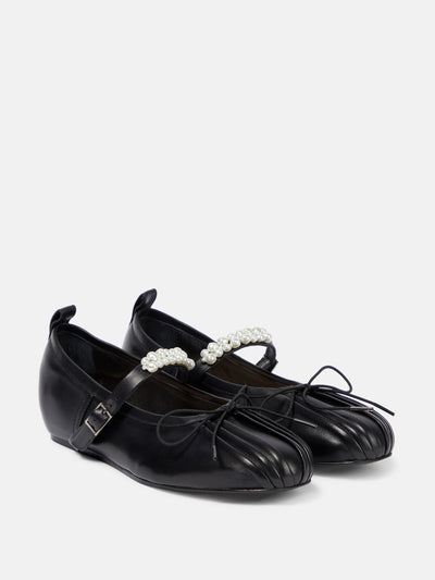 Simone Rocha Embellished leather ballet flats at Collagerie