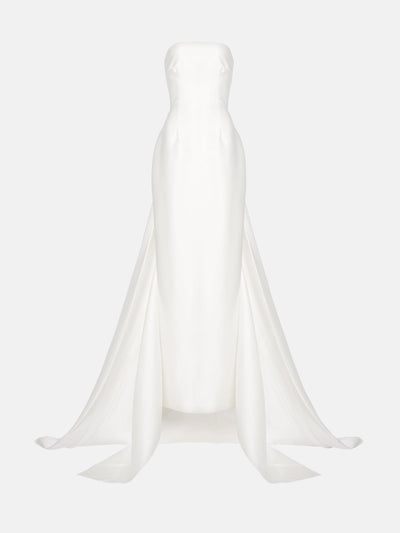 Solace London Bridal Imani strapless satin twill gown at Collagerie