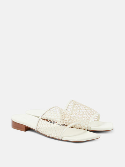 Souliers Martinez Chica leather-trimmed mesh slides at Collagerie