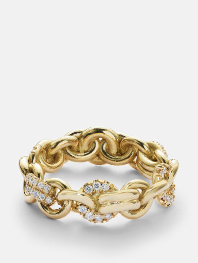 Spinelli Kilcollin Fused Serpens Medium 18kt gold ring with diamonds at Collagerie