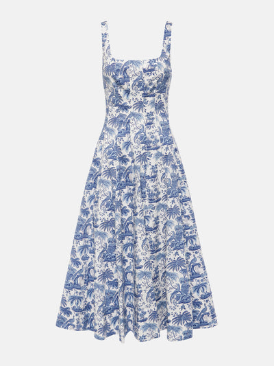 Staud Wells printed cotton poplin midi dress at Collagerie