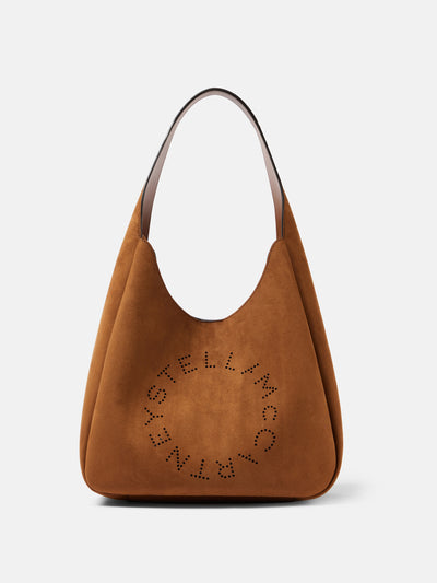 Stella McCartney Logo Large faux suede tote bag at Collagerie