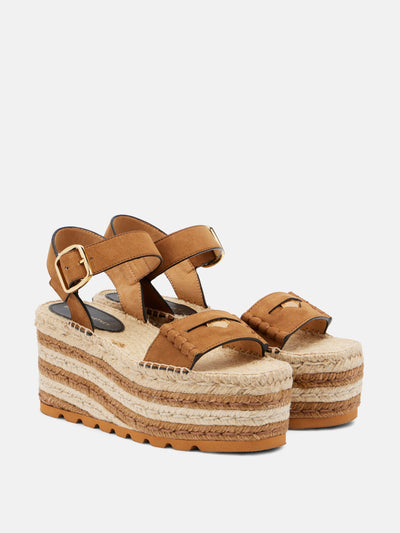 Stella McCartney Faux suede-trimmed espadrille sandals at Collagerie
