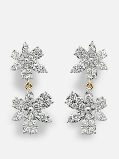 Stone and Strand Grand Magnolia 14kt gold drop earrings with diamonds at Collagerie