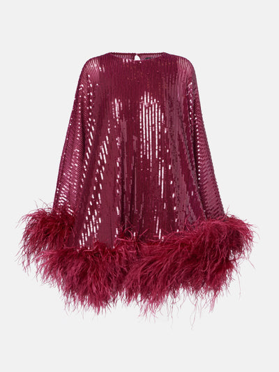 Taller Marmo Vegas sequined feather-trimmed chiffon kaftan at Collagerie