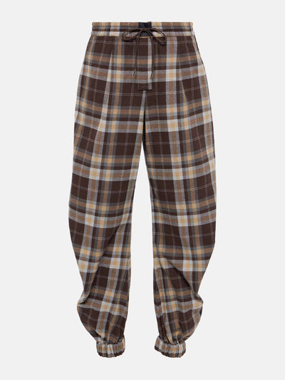 The Attico Checked cotton-blend wide-leg trousers at Collagerie