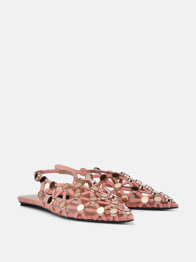 The Attico Grid embellished suede slingback flats at Collagerie