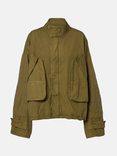 The Attico Leather-trimmed cotton jacket at Collagerie