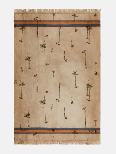 The House of Lyria Sharpei striped floral fringed blanket at Collagerie