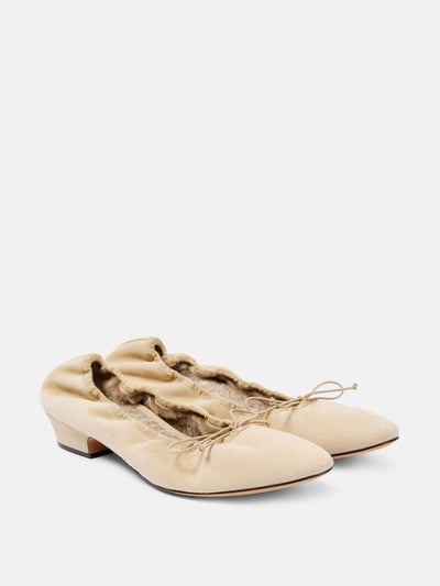 The Row Awar shearling-lined suede ballet flats at Collagerie