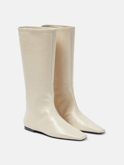 The Row White leather boots at Collagerie