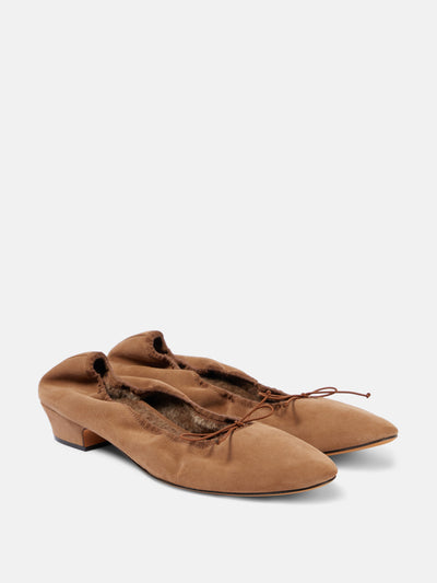 The Row Awar shearling-lined suede ballet flats at Collagerie