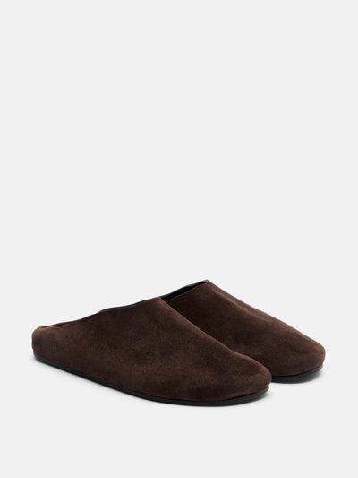 The Row Hudson suede mules at Collagerie