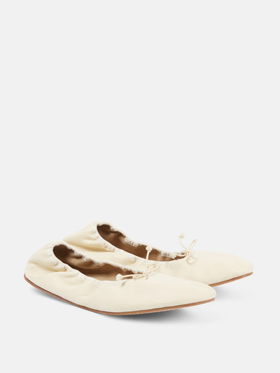 The Row Leather ballet flats at Collagerie