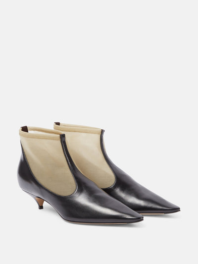The Row Mesh leather-trimmed ankle boots at Collagerie
