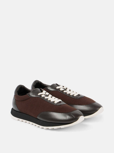 The Row Owen leather-trimmed sneakers at Collagerie