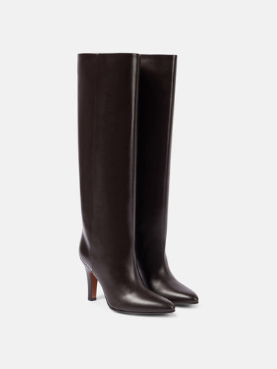 The Row Prudence leather knee-high boots at Collagerie