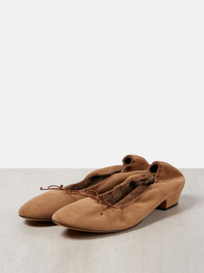 The Row Hereditas suede ballet flats at Collagerie