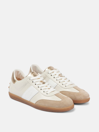 Tod's Tabs suede-trimmed leather sneakers at Collagerie