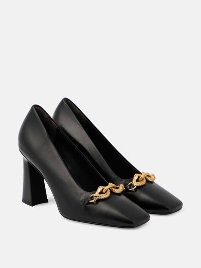 Tory Burch Black leather high heel pumps at Collagerie