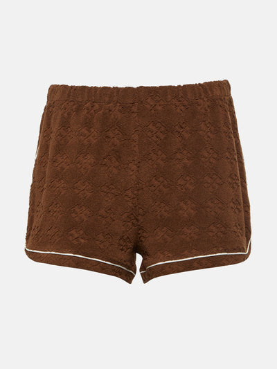 Tory Sport Jacquard terry brown shorts at Collagerie