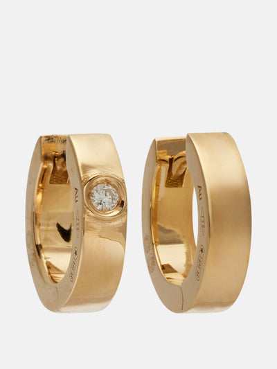 Totême 18kt gold hoop earrings with diamond at Collagerie