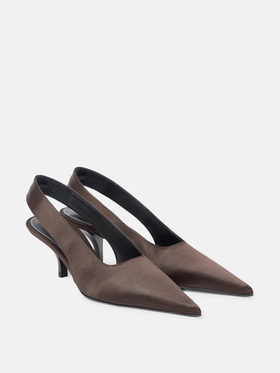 Totême Classic 55 satin slingback pumps at Collagerie