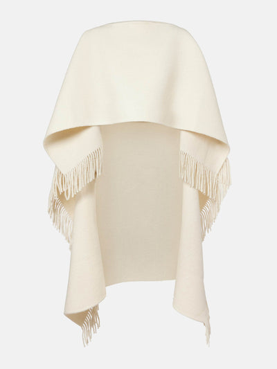 Totême Fringed wool-blend poncho at Collagerie
