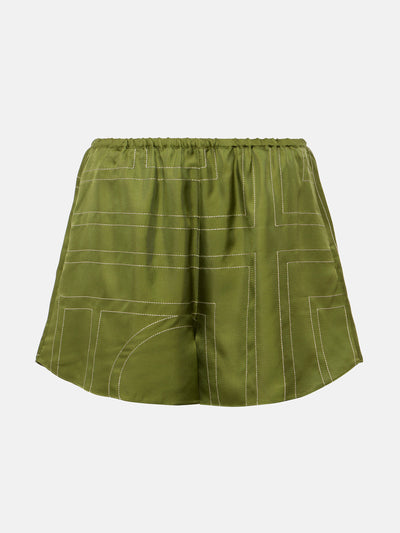Totême Monogram silk satin pyjama shorts at Collagerie