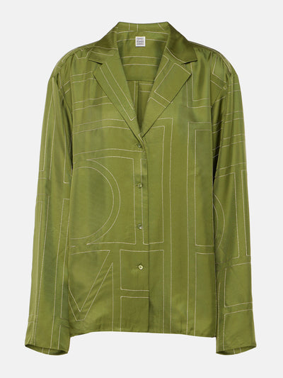 Totême Monogram silk twill pyjama shirt at Collagerie
