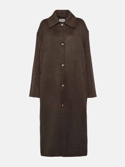 Totême Brown wool coat at Collagerie