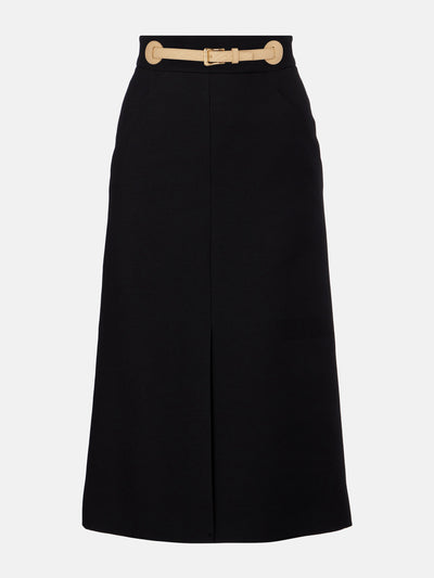 Valentino Belted wool and silk midi skirt at Collagerie