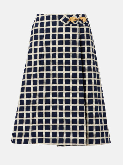 Valentino Checked wool and cotton-blend midi skrit at Collagerie