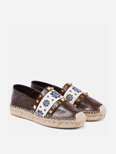 Valentino Garavani County Rockstud leather espadrilles at Collagerie
