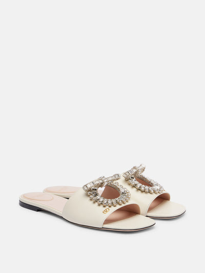 Valentino Garavani Adamantine embellished leather slides at Collagerie
