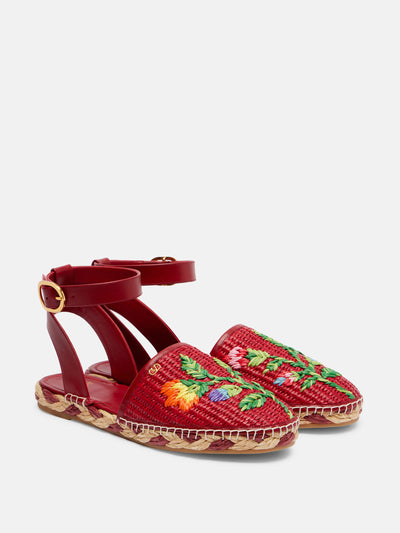 Valentino Garavani Bribri raffia and leather espadrilles at Collagerie