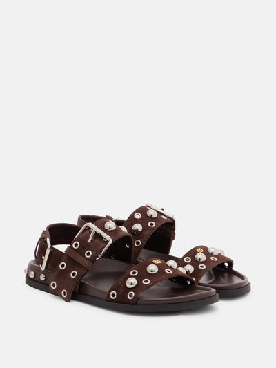 Valentino Garavani Nellcôte studded suede sandals at Collagerie