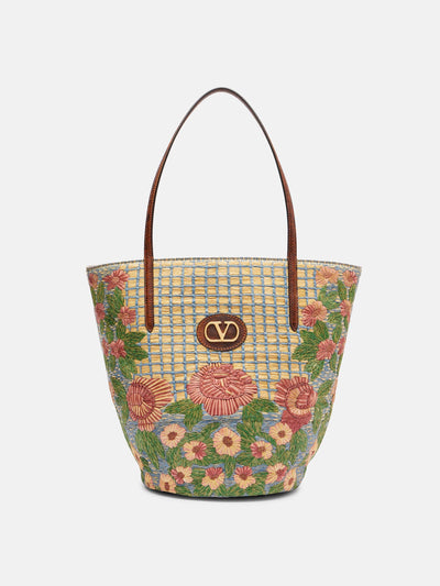 Valentino Garavani Panier De Fleurs VLogo tote bag at Collagerie