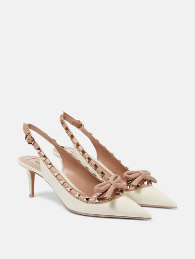 Valentino Garavani Rockstud leather slingback pumps at Collagerie