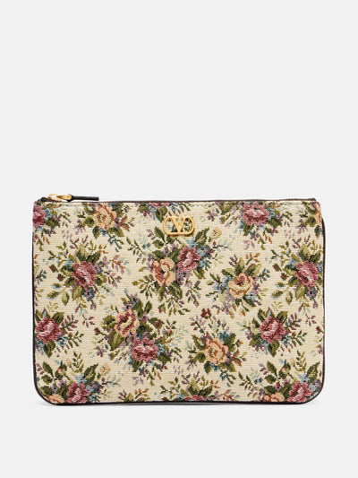 Valentino Garavani VLogo Signature floral jacquard pouch at Collagerie