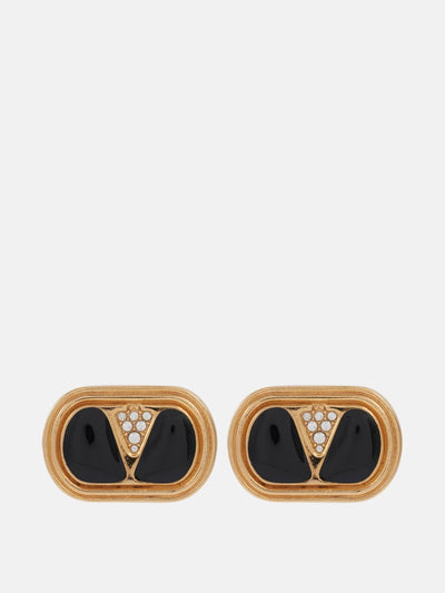 Valentino Ovalette embellished earrings at Collagerie
