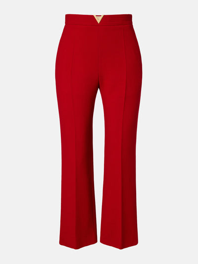 Valentino VLogo cropped virgin wool crêpe straight pants at Collagerie