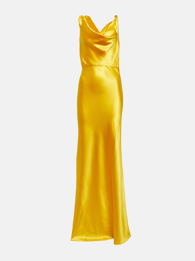 Veronica Beard Yellow satin maxi dress at Collagerie