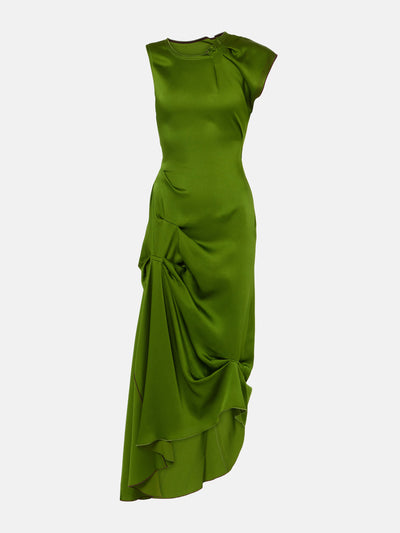 Victoria Beckham Asymmetric satin midi dress at Collagerie